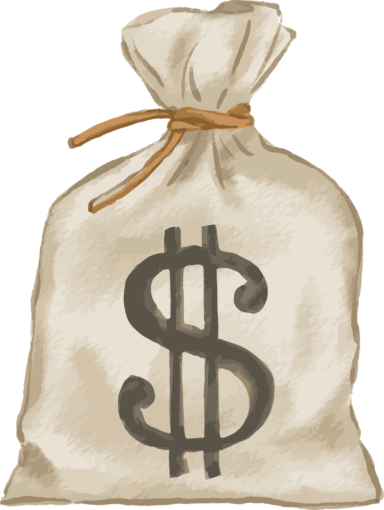 Watercolor style cowboy money bag